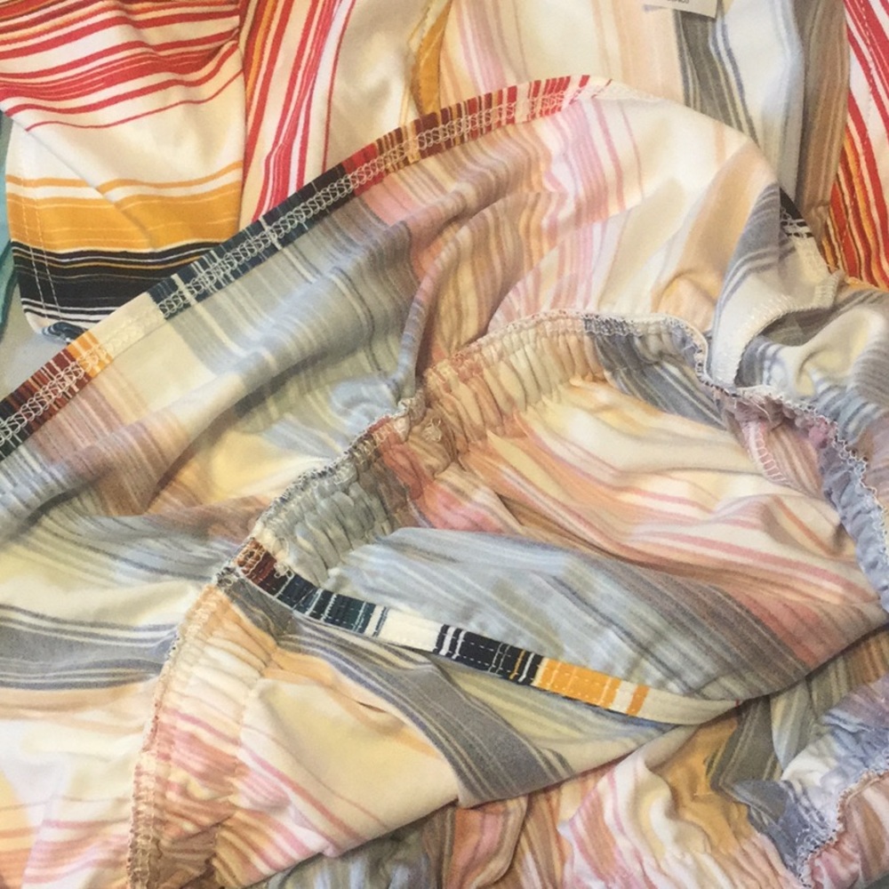 ❌DONATED❌Multicolor Blue Stripe Deep V-neck Elastic Waist Top - Picture 7 of 8